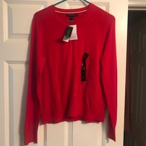 Red cardigan sweater